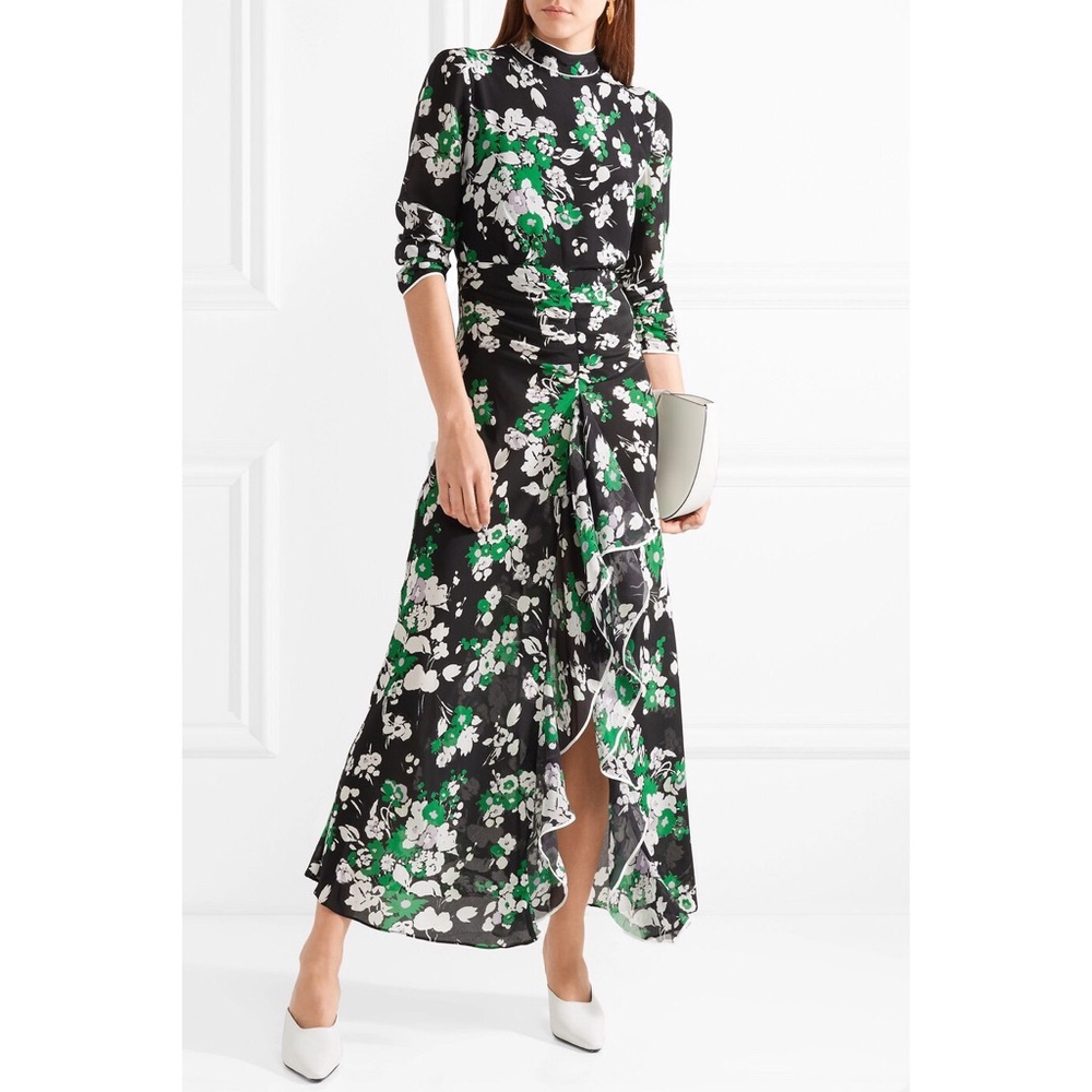 ❣️SOLD❣️ RIXO Lucy ruffled floral-print silk midi dress